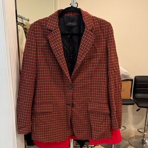 Zara Red and Black Checkered Blazer